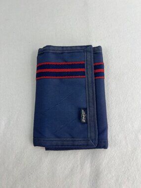 VTG Levis Blue Nylon Trifold Wallet With Red Stripe Accents 90s 80s